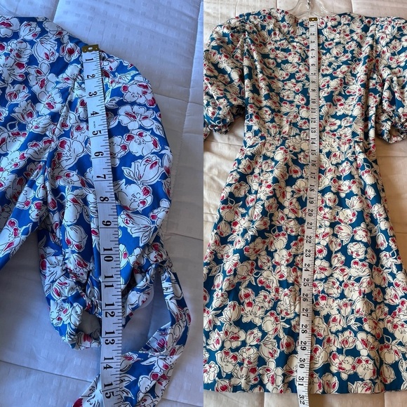 NWT ZARA Floral Print Poplin Cotton Tie Mini Dress S - Picture 14 of 15